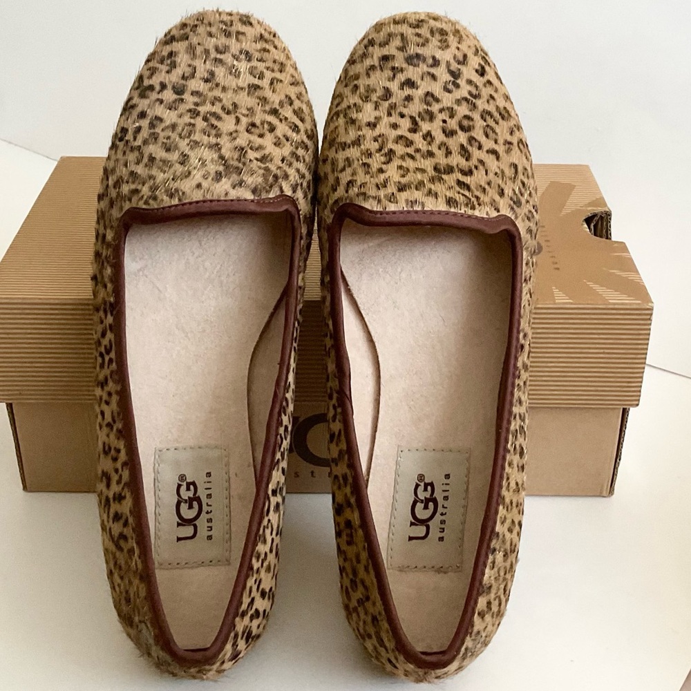 UGG ALLOWAY METALLIC LEOPARD CALF HAIR Ballet Flats Shoes NEW - Picture 7 of 15